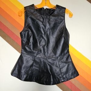Vegan Leather Peplum Top